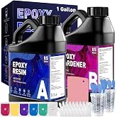 GRLELOU Epoxy Resin Kit 1 Gallon - No Yellowing &amp; Less Bubble 2 Part Epoxy Resin for Beginners, 1:1 Ratio Art Resin for Wood Casting, Jewelry Making, Art Crafting &amp; Countertop Coating (0.5Gal&times;2)
