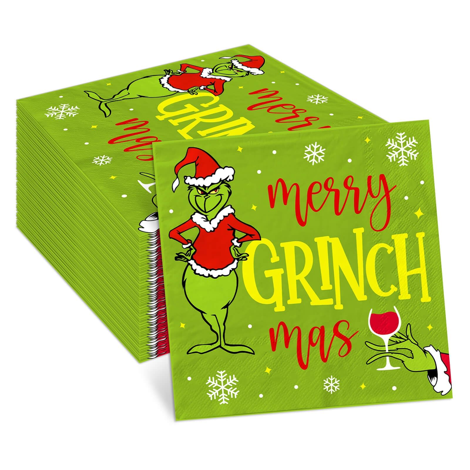 Photo 1 of 48PCS Grinchmas Party Napkins Decoration Merry Christmas Whoville Decoration Paper Napkins for Holiday New Year Christmas Birthday Party Supply