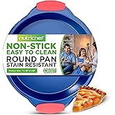 Nutrichef Non Stick Round Cake Pan, Commercial Grade Metal Bakeware with Silicone Handles, Durable, Easy-to-Clean, Dishwasher Safe, PFOA, PFOS, PTFE Free, 9.68 Inch Baking Pan With Silicone Coating