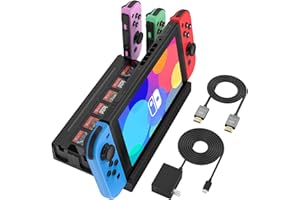 RUNTOGOL TV Docking Station with Joycon Charging for Switch and Switch OLED,Storable 6 Game Cards/6 TF Cards,Switch Docking Station Support 4K HDMI Adapter Output with HDMI Cable and 15V/2.6A USB-C Charger