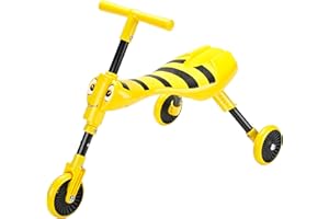 Scuttlebug 3-Wheel Foldable Ride-On Tricycle for 1+ Year Old Boys and Girls, Antennae Handlebar, Develop Your Toddler’s Balance and Motor Skills, Fun with No Surface Scratches (Bumblebee)