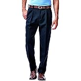 Haggar Mens Cool 18 Classic Fit Flat Front and Pleat Front Hidden Expandable Waistband Pant (Big & Tall Sizes)