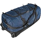 Bagenerous 110L/140L Expandable Soft-Sided Foldable Duffle Bag with 2 Rubber Wheels,Packable 32” Rolling Carry-On with Multi-Pockets & Compartments,Navy Blue