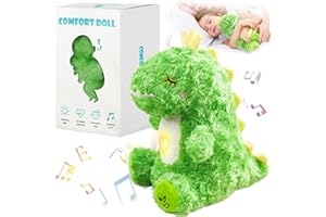 ZRPSIZP Dinosaur Stuffed Animals, Breathing Stuffed Animals with Realistic Breathing Action and Lighted Music, Ideal Sleeping Plush Toys Adjustable in Four Modes, Baby Gifts for Boys, Kids, Girls