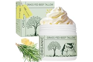 mkzea Beef Tallow, Beef Tallow for Skin, Moisturizer for Dry Skin, Unscented Beef Tallow Blam Grass Fed Whipped Tallow Face Cream Nourishing Soothing Moisturizer Body Lotion Skin Care