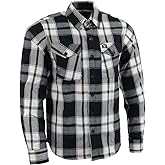 Milwaukee Leather MNG11644 Men's Flannel Plaid Black and White Long Sleeve Cotton Button Down Shirt