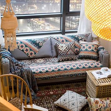 Amazon Com Gx Xd Bohemian Style Cotton Slipcover Sofa Anti Dirty Quilted Sofa Cover Retro Couch Covers Sofa Towel Throw Furniture Protector 1 Piece A 70x210cm 28x83inch Furniture Decor