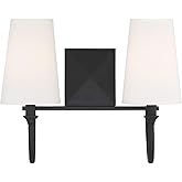 Savoy House 8-2542-2-89 Cameron Modern Farmhouse White Fabric Bathroom Vanity Wall Light, 2-Light 80 Total Watts, 12" H x 15"