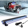 FOXCID 38'' 80 LED Emergency Strobe Rooftop Flashing Light Bar, Double Side Hazard Warning Beacon Safety Lights w/Magnetic for Tow Vehicles Firefighter Cars Trucks Traffic Security,Blue