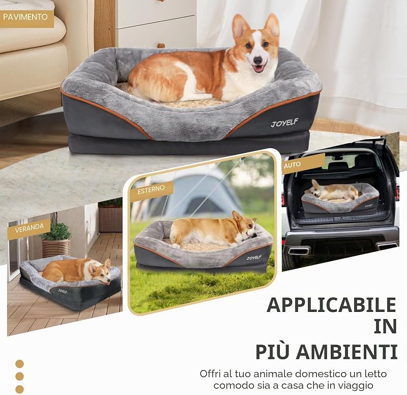 , Cuccia ortopedica per cani in memory foam con copertura rimovibile e lavabile, con giocattolo con sonaglio