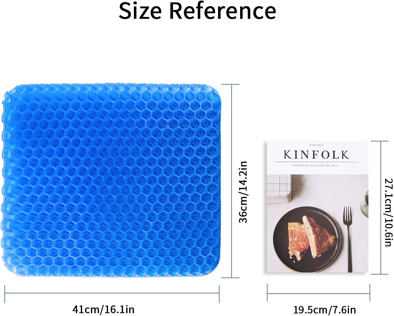 SUNKONG Gel Seat Cushion, Double Thick Seat Cushion with Non-Slip Cover Breathable Honeycomb Design Cushion for Pressure Relief Back Pain -Car Home Office Chair Wheelchair: Home & Kitchen
