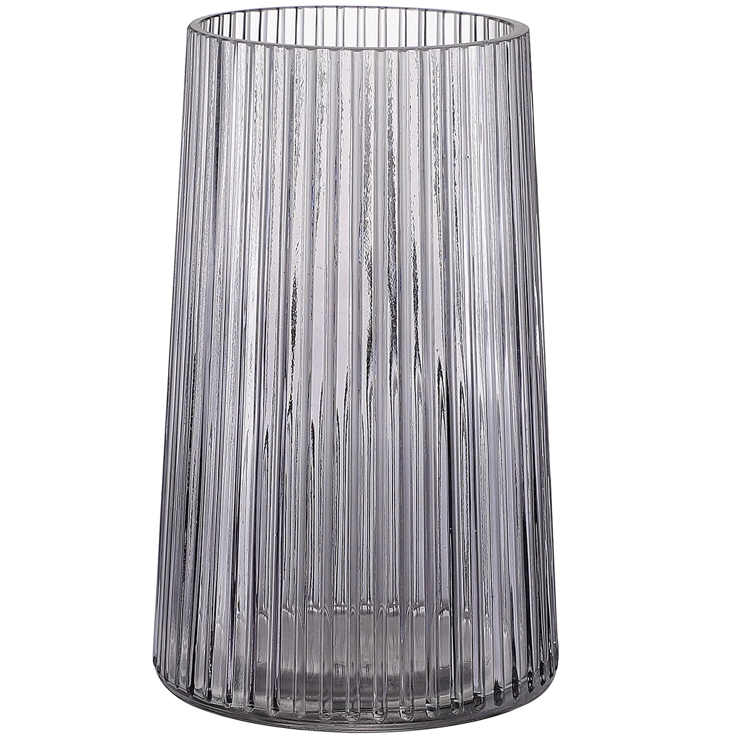 Photo 1 of MARTAGE Black Glass Vase for Flower, Glass Flower Vase, Flower Vase for Bouquet, Modern Glass Vase, Ribbed Glass Vase for Living Room, Bedroom, Dining Table, Office, Wedding, Centerpieces, 8 Inches