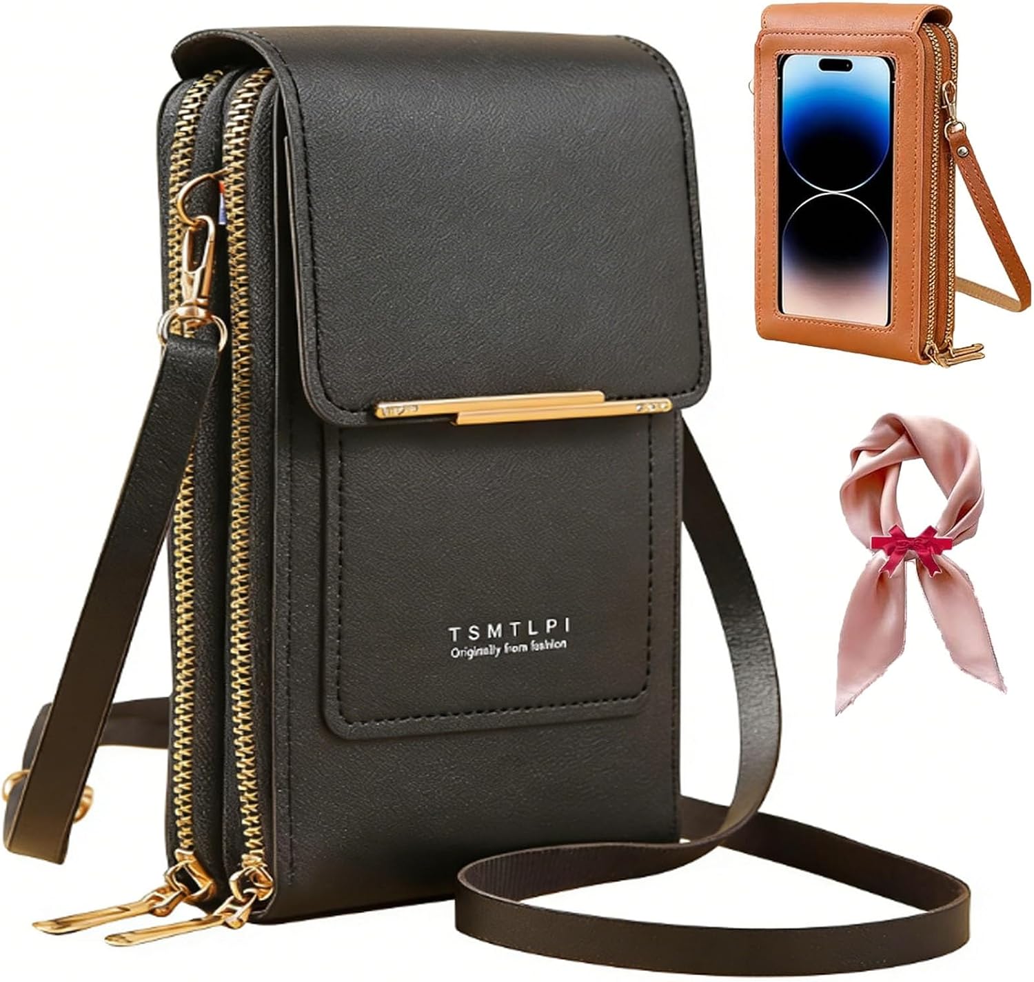 2026 Small Touchscreen Phone Crossbody Bag for Women,Anti-Theft Leather Messenger Bag Rfid Block Mobile Phone Purse