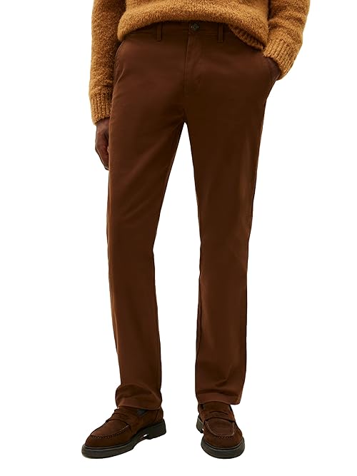 Tommy Hilfiger Men's Stretch Chino Pants in Custom Fit, Legacy Brown 36x30