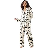 YiNi LuLu Womens Pajamas Set 2 Piece Long Sleeve Sleepwear Button Down Pjs Lounge Set Nightwear with Pockets