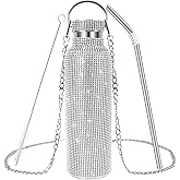 INSTOME Bling Water Bottle with Chain - 25 oz Sparkling Diamond Rhinestone Tumbler, Glittering Reusable Cup for Women Girl