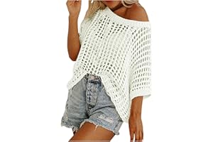 Crochet Top for Women Swimwear Beach Cover Up Summer Casual Swimsuit Off Shoulder Tops Bikini Bathing Suit Outfits Beachwear