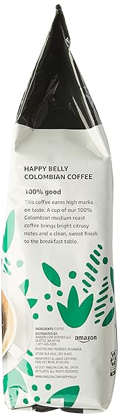 AMAZON BRAND – HAPPY BELLY COLOMBIAN GROUND COFFEE, MEDIUM ROAST, 2 POUND (PACK OF 1)