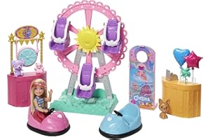 Barbie Club Chelsea Carnival Playset with Blonde Small Doll, Pet & Accessories, Spinning Ferris Wheel, Bumper Cars & More