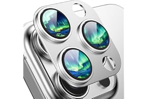 HelloDeere Compatible with iPhone 15 Pro/16 Pro Camera Lens Protector, [Case-Friendly][Strong Adsorption][AR Anti-Reflection] Tempered Glass Full Coverage Camera Screen Protector for 16 Pro Max,Silver