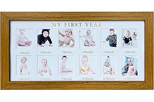trlry My First Year Photo Frame,Baby Picture Frame,12 Month Picture Frame for Baby First Year，My First Year Picture Frame, Keepsake Gift, Wood