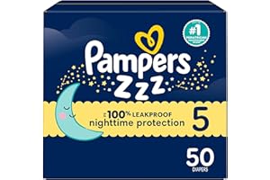 Pampers ZZZ Overnight Diapers, Size 5 (12+ kg), Nighttime Protection Disposable Baby Diaper, 50 Count
