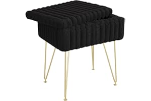 COTUBLR Vanity Stool for Bedroom, Ottoman with Storage, Vanity Chair for Makeup, Foot Stool for Living Room, Black