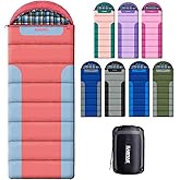 Cotton Flannel Lined Sleeping Bag for Adults Teens Kids, Cold Weather &Warm, 3 Seasons, Lightweight Compact Camping Essentials Equipment, Hiking, Outdoor, Travel