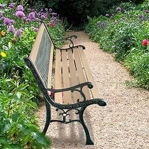 tidyard Banco de Jardín con Diseño Nostálgico,Respaldo con Decorativo