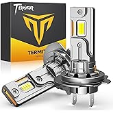 Termitor Latest H7/H7LL Bulbs, 50,000LM 900% Brightness, 6500K White Super Bright, 1:1 Halogen Size, 6500 Cool White H7 Fog Lights, No Adapter Required, Easy Install, Non-Polarity, Pack of 2