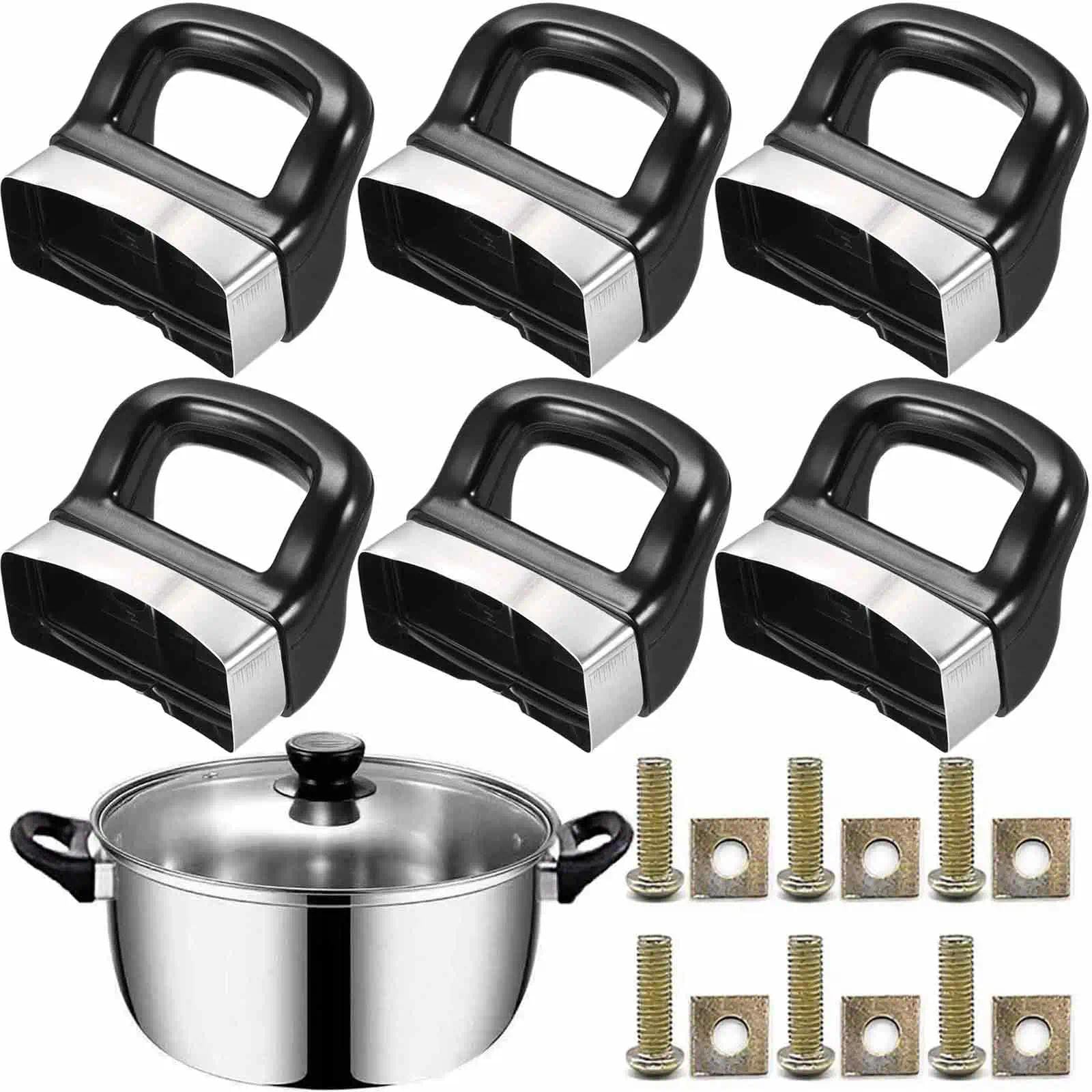 Tianher Replacement Pot Handles, 6 Pcs Pressure Pan Handles Ear Replacement Metal Bakelite Pot Short Side Handle with Screws for Home Kitchen Saucepan Cookware Cooker Steamer Sauce Pot