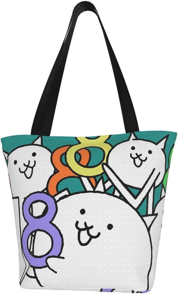 Amazon にゃんこ大戦争 3 す オシャレ エコバッグ 買い物袋 多機能 耐久 かわいい 化粧袋 防水 レディース 帆布 トートバッグ 肩掛け 人気 アニメ キャラクター 携帯便利軽量 繰り返し洗え グッズエコバッグ 男女兼用 シューズ バッグ