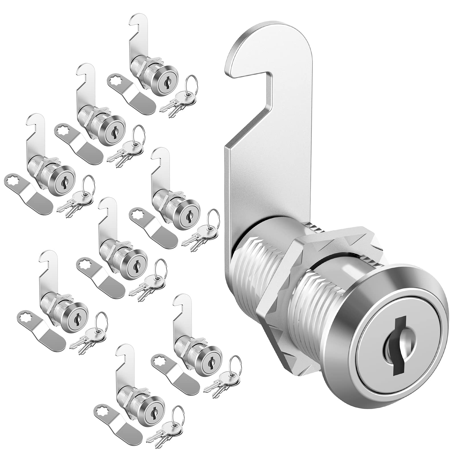 inBovoga 8 Pack Cabinet Locks, 1-1/8" Cam Lock Keyed Alike, Mailbox Lock Secure Drawer Mailbox Tool Box RV Storage Door, Zinc Alloy