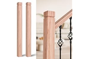 Tristcily 3.5" x 47" Oak Wood Stair Newel Post with a Single Groove Notched Newel Wood Balusters for Staircase Interior and Outdoor Railing Newels for Stair Handrails (2)