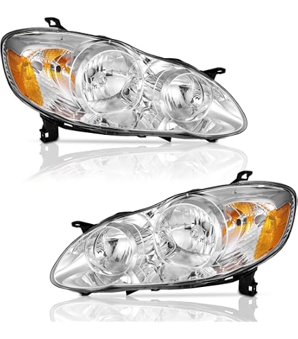 Eagle Eyes Black Headlights Pair For 2003-2008 Toyota Matrix – Halogen With SAE/DOT