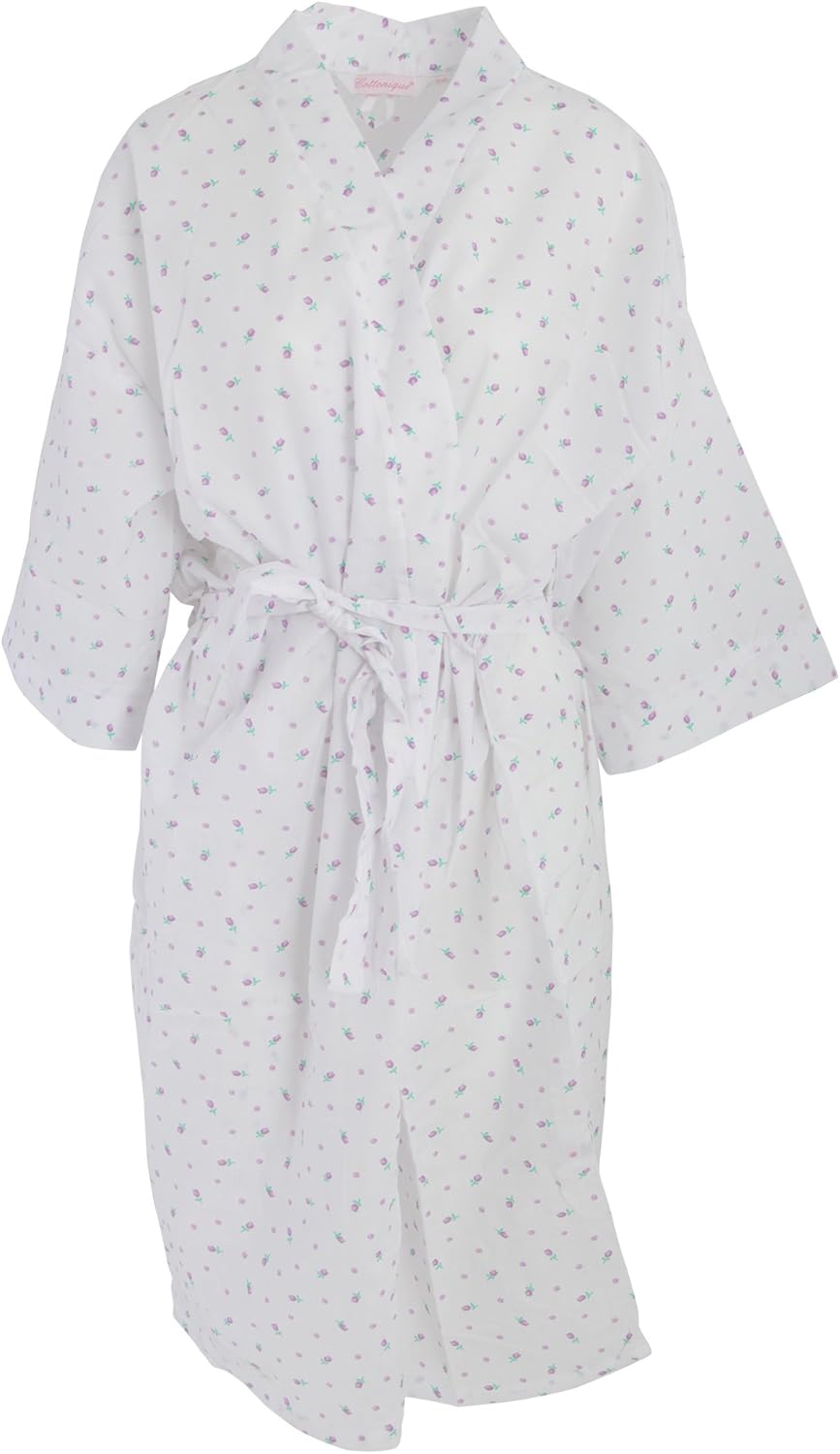 Universal Textiles Womens/Ladies Lightweight Woven Floral Robe (1820) (Lilac Flowers) Amazon