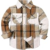 Cromoncent Boys Long Sleeve Flannel Plaid Shirt Button Down Thick Shirts