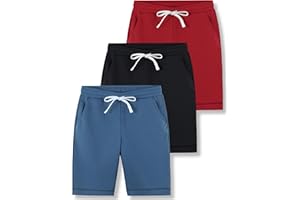 Liberty Pro 3-Pack Boys Athletic Jogger Shorts Soft Terry Pull On Sweat Shorts for Kids with Pockets & Adjustable Drawstring