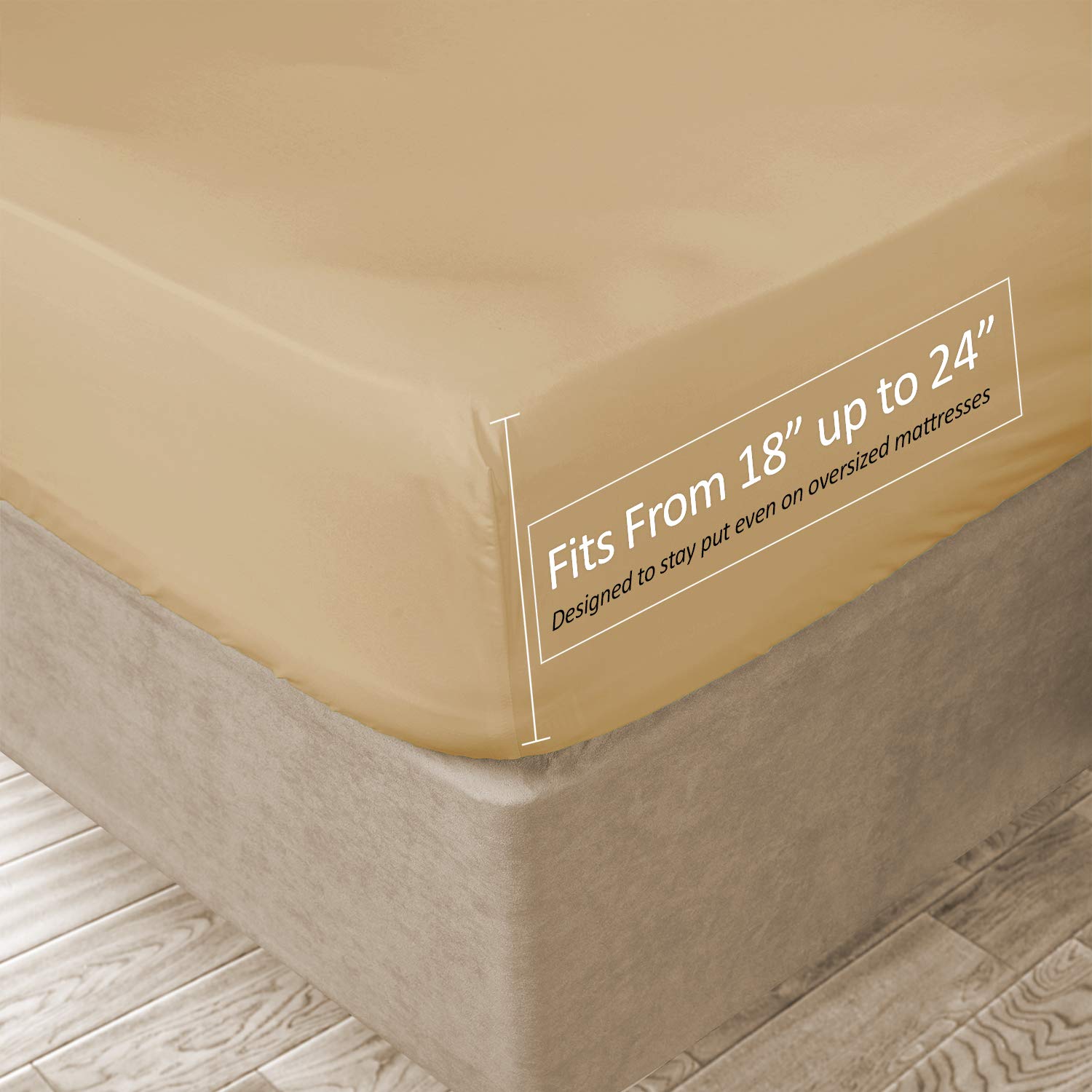 Clara Clark Deep Pocket Twin Fitted Sheet Fits up to 21 Inch Mattress - Super Soft Twin Fitted Sheet Only, Fade, Stain Resistant - Camel Gold Fitted Sheet Twin Size,