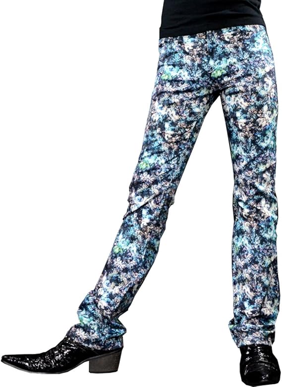 Amazon ブラックバリア Black Varia パンツ ムラ 花柄 メンズ シューカット ブーツカット ストレッチ ボトムス 柄パン ブルー青ブラック黒 ロングパンツ 通販