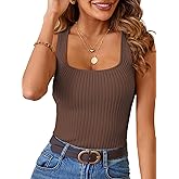 MEROKEETY Women's Ribbed Knit Tank Tops 2026 Square Neck Sleeveless Summer Basic Shirts Sweater Vest