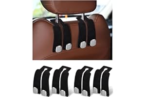4 Pack Car Seat Back Organizer Storage Black Hook,Headrest Hooks for Car Double Hook Seat Hooks for Hanger Purses and Bags.