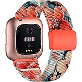 Chinber Stretchy Bands Compatible with Fitbit Versa 2 Bands/Fitbit Versa 2 Bands for Women/Fitbit Versa Bands, with Magnetic Buckle Soft Nylon Smartwatch Band for Fitbit Versa 2/Versa/Versa Lite/SE