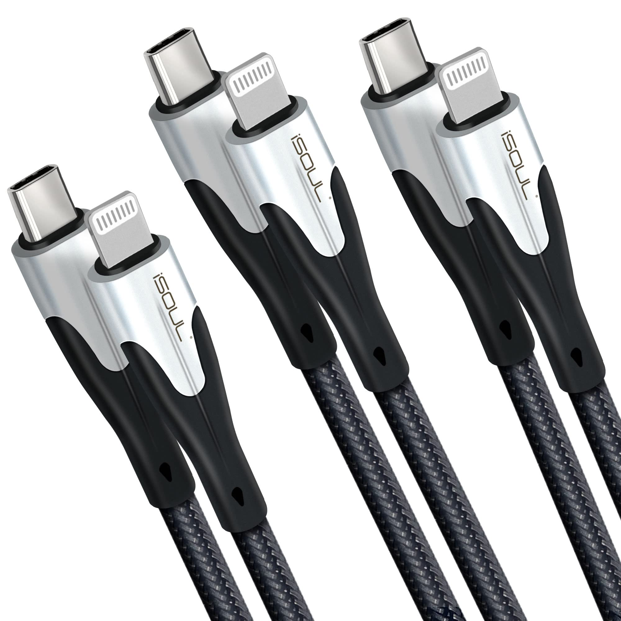 USB C to Lightning Cable,iSOUL [3 Pack 15CM 1M 2M] iPhone Charger Cable PD Fast Lightning to Type C Charging Cable Lead Compatible with iPhone 13 12 11 Pro Max XR XS X 8 8 Plus SE2020