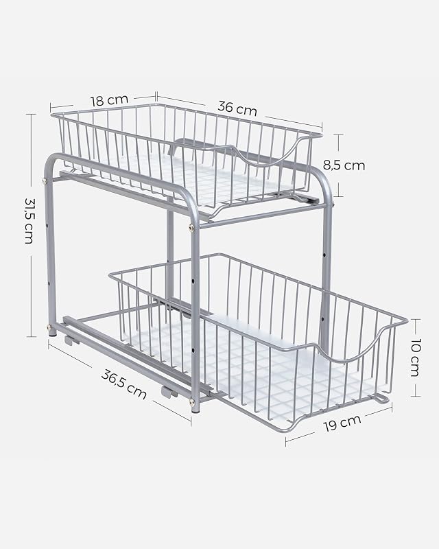 Organizzatore da Cucina, Scaffale a 2 Ripiani Estraibili
