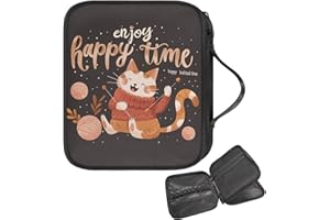 Fuojuvelie Cat Crochet Hook Case with Web Pockets for Beginners Knitting Needle Case Large Capacity Crochet Accessories Effectiveness in Organizing Knitting Accessories