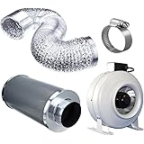 SPL Horticulture Grow Light 6-inch Inline Fan Carbon Air Filter and 25-feet Ducting Combo