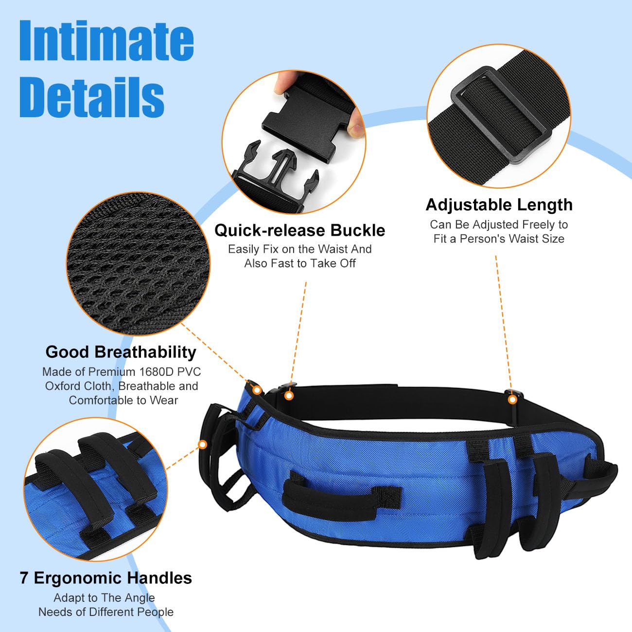 Rhino Valley Gait Belt for Senior with 7 Handles, 59
