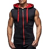 LemonGirl Men's Bodybuilding Sleeveless Hoodie Gym Tank Top