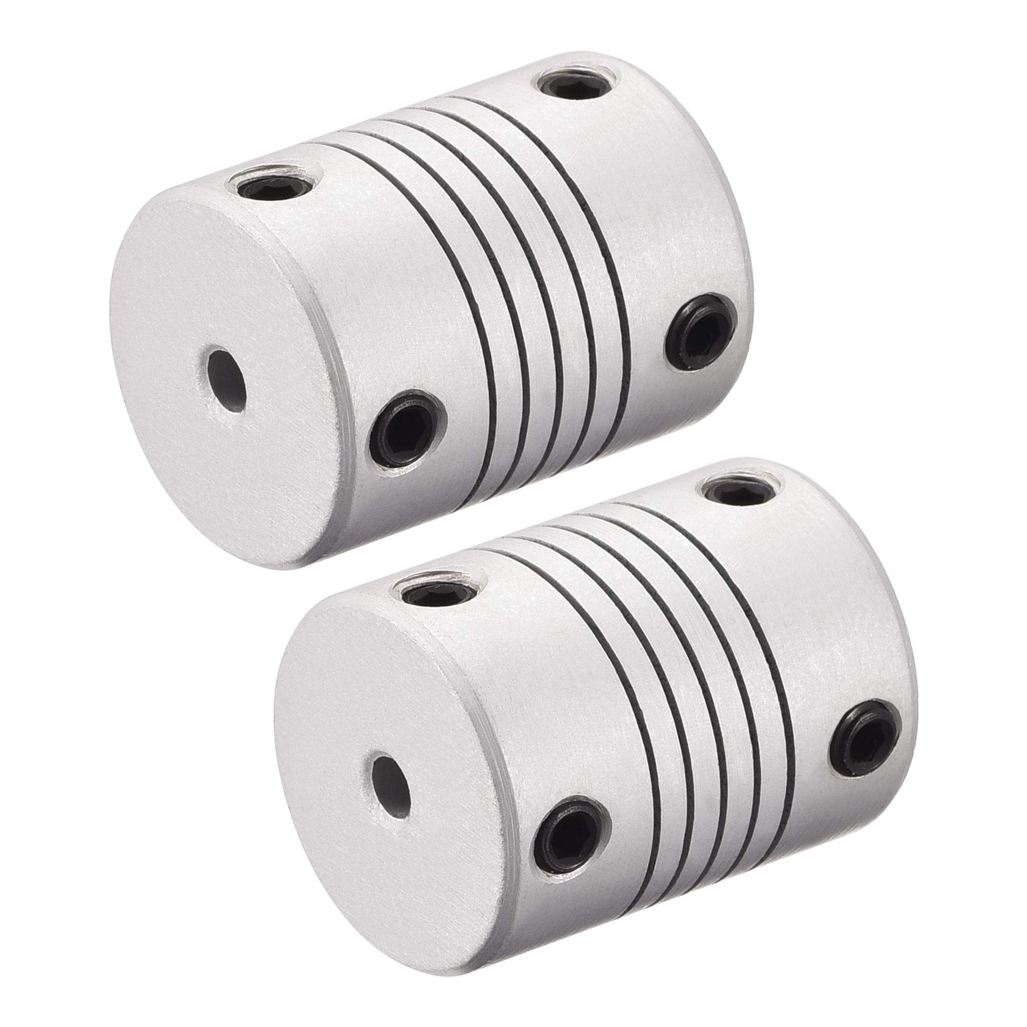 sourcing map 3mm to 6mm Aluminum Alloy Shaft Coupling Flexible Coupler Motor Connector Joint L25xD19 Silver,2pcs